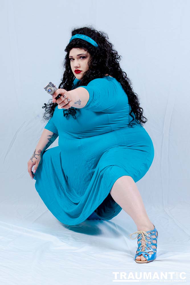 Dorian cosplaying as Deanna Troi from Star trek TNG.